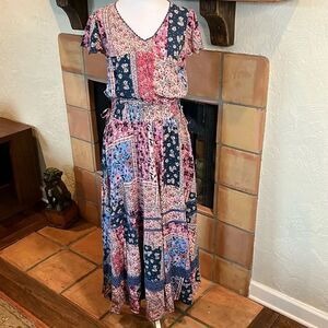 Matilda Jane Floral Patchwork Cottage-core Prairie Style Maxi Dress, S!